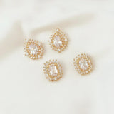 2 Pcs 14K Zircon Square Drop Pendant Brass Accessories