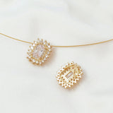2 Pcs 14K Zircon Square Drop Pendant Brass Accessories