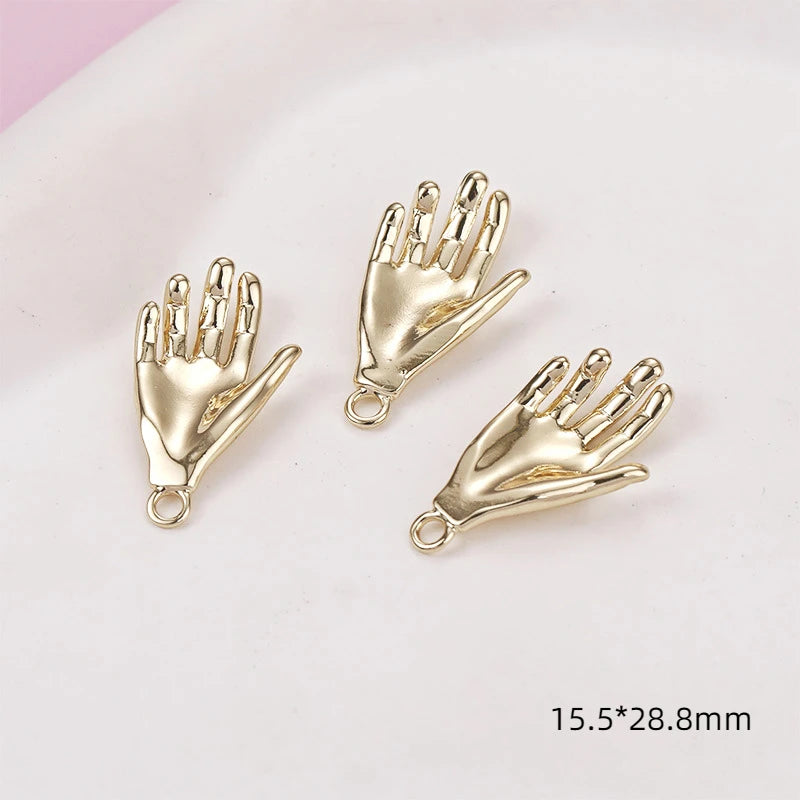 2 Pcs 14k Copper Wrapped K Minimalist Punk Gesture Pendant Diy Bracelet Necklace