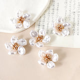 2pcs 27mm Pearl Woven Flower Beaded Patch for DIY Jewelry Making