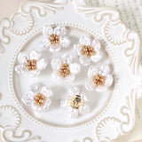 2pcs 27mm Pearl Woven Flower Beaded Patch for DIY Jewelry Making