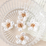2pcs 27mm Pearl Woven Flower Beaded Patch for DIY Jewelry Making