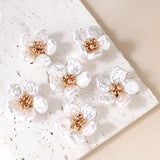 2pcs 27mm Pearl Woven Flower Beaded Patch for DIY Jewelry Making