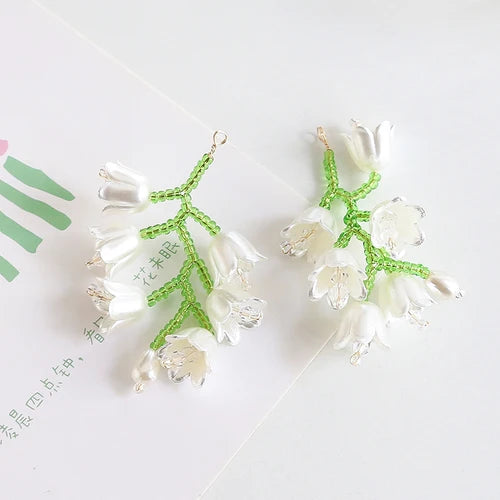 2 Hand-woven Glass Rice Bead Flower Pendant 30 * 49mm