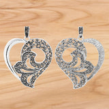 Antique Silver/Gold Large Filigree Heart Charms Pendants for DIY Necklace