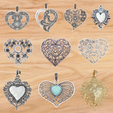 Antique Silver/Gold Large Filigree Heart Charms Pendants for DIY Necklace
