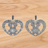 Antique Silver/Gold Large Filigree Heart Charms Pendants for DIY Necklace