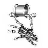 2 Pieces Skeleton Hand Ear Tunnels Plugs Stainless Steel Body Jewelry