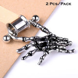 2 Pieces Skeleton Hand Ear Tunnels Plugs Stainless Steel Body Jewelry