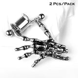 2 Pieces Skeleton Hand Ear Tunnels Plugs Stainless Steel Body Jewelry