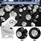 LED Jewelers Loupe 30X 60X 90X Magnifier Eye Glass Loop with Bright Light