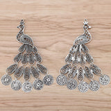 2 Large Filigree Peacock Tibetan Silver Charms Pendants