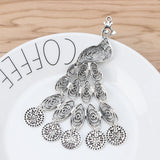 2 Large Filigree Peacock Tibetan Silver Charms Pendants