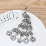 2 Large Filigree Peacock Tibetan Silver Charms Pendants