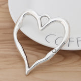 2 Large Hollow Heart Charms Pendants for Necklace Making 76x67mm