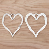 2 Large Hollow Heart Charms Pendants for Necklace Making 76x67mm
