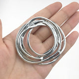 2 Large Open Round Circles Silver Charms Pendants 63x60mm