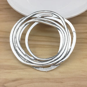 2 Large Open Round Circles Silver Charms Pendants 63x60mm