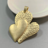 2 Large Double Heart Charms Pendants for Necklace Making 78x54mm