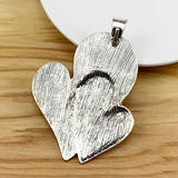 2 Large Double Heart Charms Pendants for Necklace Making 78x54mm