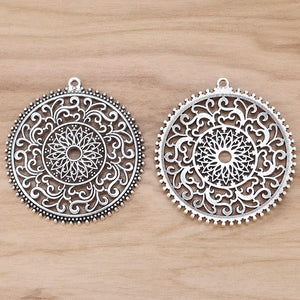 2 Large Open Filigree Flower Charms Pendants 50x50mm
