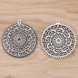 2 Large Open Filigree Flower Charms Pendants 50x50mm