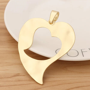 2 Large Open Heart Matte Charms Pendants DIY Necklace Making 79x59mm