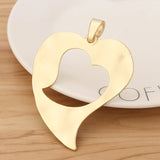 2 Large Open Heart Matte Charms Pendants DIY Necklace Making 79x59mm