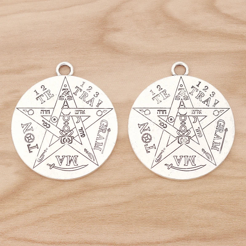 2 Large Pentagram Pentacle Charms Pendants for Jewellery Making 40x40mm