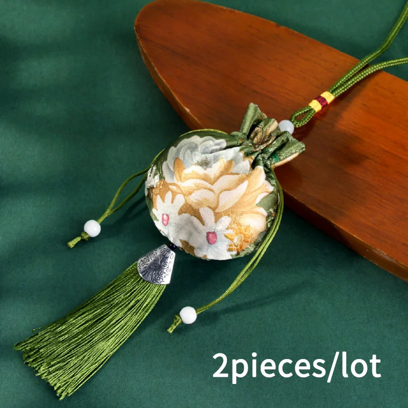 2 Peony Flower Fragrance Bag Brocade Empty Bag Antique Car Pendant Gift Bag