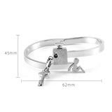 Love Heart Lock Bracelets Couples Set Titanium Steel Charm Jewelry