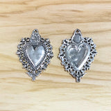 2 Large Boho Filigree Love Heart Charms Pendants for DIY Necklace