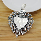 2 Large Boho Filigree Love Heart Charms Pendants for DIY Necklace