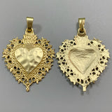 2 Large Boho Filigree Love Heart Charms Pendants for DIY Necklace