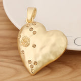 2 Matte Heart & Rose Crystal Charms for Necklace Making