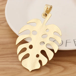 Matte Monstera Leaf Charms for Necklace Making, 2 Pieces