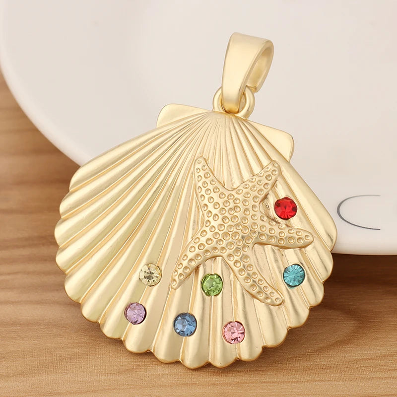 Matte Large Seashell & Starfish Charms for Necklace Making
