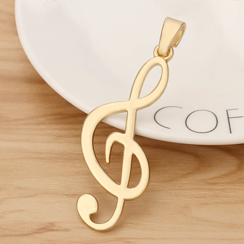 2 Large Treble Clef Musical Note Charms 85x32mm