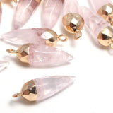 2 Pcs Rose Quarts Pendants 13x26mm for Jewelry Making
