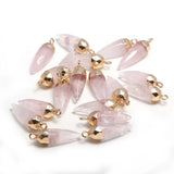 2 Pcs Rose Quarts Pendants 13x26mm for Jewelry Making