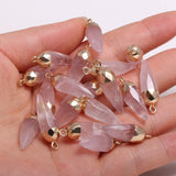 2 Pcs Rose Quarts Pendants 13x26mm for Jewelry Making