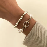 2 Boho Pearl Bracelet Set Hip-Hop Ladies Bracelet Party Jewelry