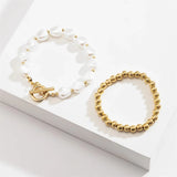 2 Boho Pearl Bracelet Set Hip-Hop Ladies Bracelet Party Jewelry