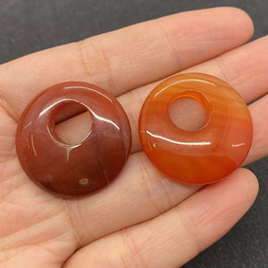 2-Pack Large Hole Round Amethyst Rose Quartz Stone Pendant