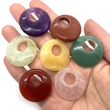 2-Pack Large Hole Round Amethyst Rose Quartz Stone Pendant