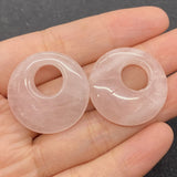 2-Pack Large Hole Round Amethyst Rose Quartz Stone Pendant