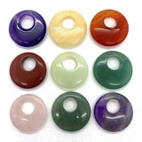 2-Pack Large Hole Round Amethyst Rose Quartz Stone Pendant
