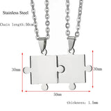 Personalized Stainless Steel Puzzle Pendant Couple Necklace Set with 20'' Chain