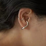 Matte Silver Hook Shaped Ear Clip Set, Non-pierced Charms
