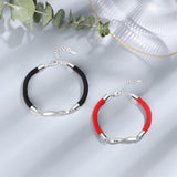 Engraved Infinity Sign Couple Bracelets & Red Rope Bracelets Set